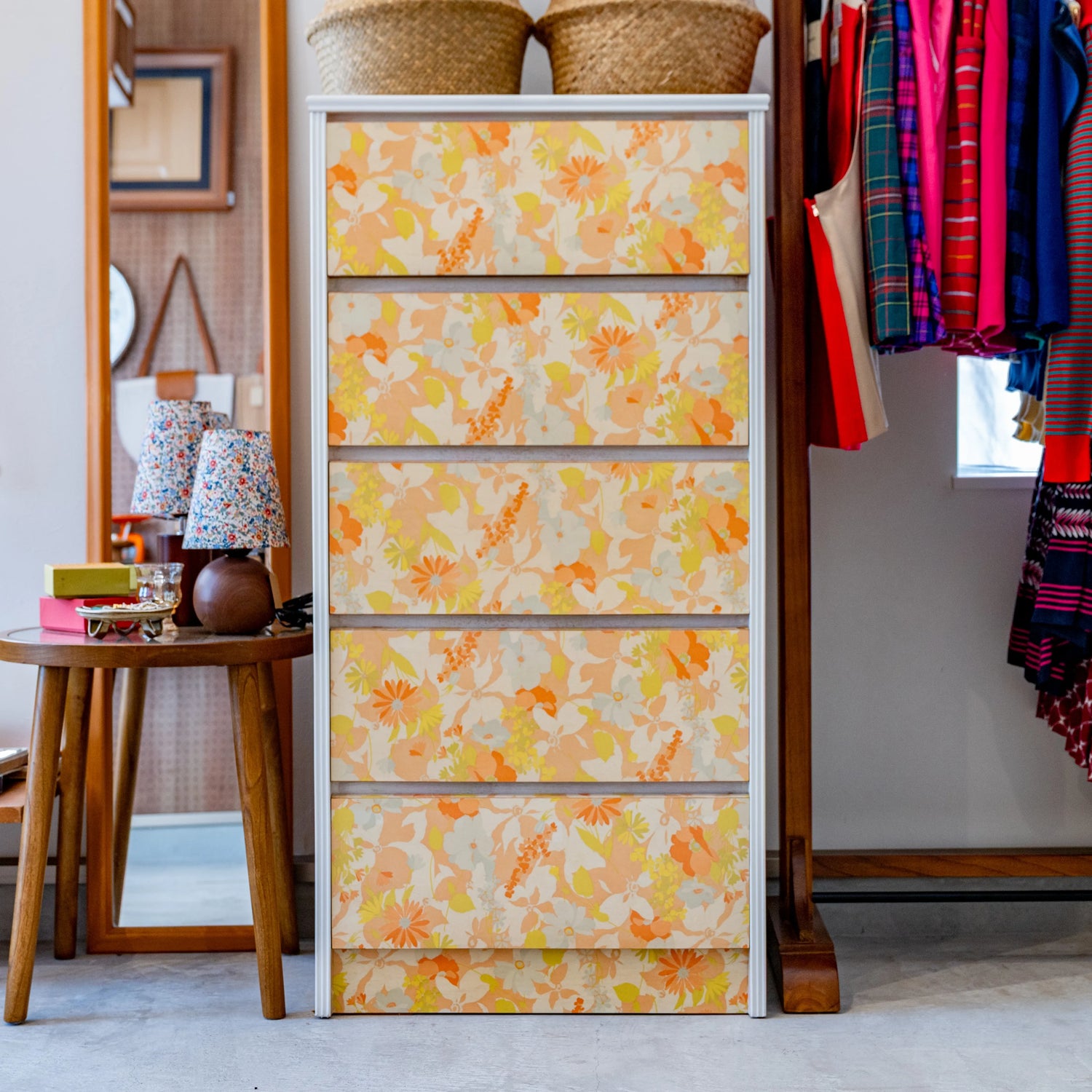レトロポップ 花柄チェスト 5段 – 古道具オールドニュー商會 レトロポップ 花柄チェスト 5段 – 古道具オールドニュー商會